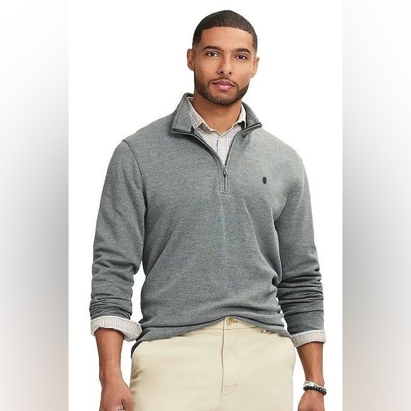 IZOD Heather Grey Half-Zip Mockneck Long-Sleeve Pullover Thick Sweater Shirt XXL - Picture 6 of 16